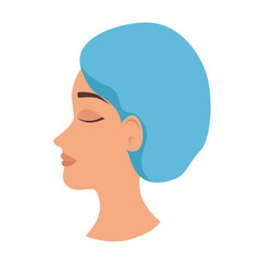 profile of woman with ugly nose and surgery cap