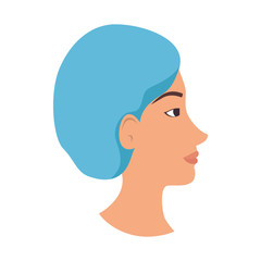profile of woman with ugly nose and surgery cap