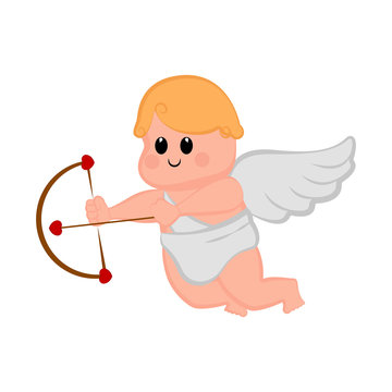 Cute cupid boy icon with bow and arrows. Valentine day. Vector illustration design