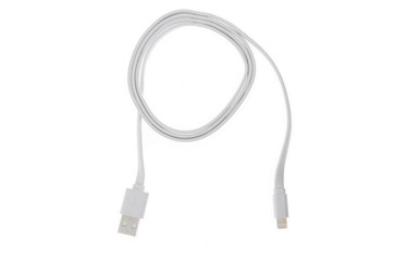 white bored USB cable on white isolated background