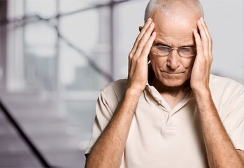 Seniors portrait of sad old caucasian man