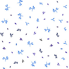 Dark BLUE vector seamless doodle background with leaves.