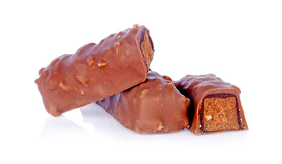 dark chocolate and milk on white background