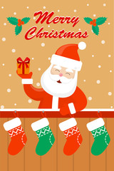 Cute Merry Christmas greeting card. Creative design