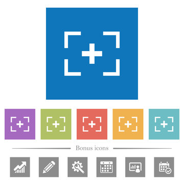 Camera Crosshairs Flat White Icons In Square Backgrounds