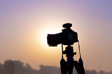 Camera on a tripod