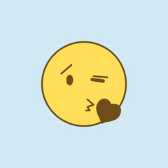 send a kiss 2 colored line icon. Simple yellow and brown element illustration. send a kiss concept outline symbol design from emoji set