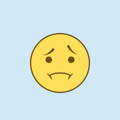 disappointment 2 colored line icon. Simple yellow and brown element illustration. disappointment concept outline symbol design from emoji set