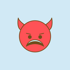 evil devil 2 colored line icon. Simple yellow and brown element illustration. evil devil concept outline symbol design from emoji set