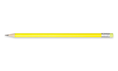 yellow pencil and erase white isolated background
