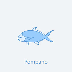 pompano 2 colored line icon. Simple light and dark blue element illustration. pompano concept outline symbol design from fish set