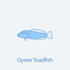 oyster toadfish 2 colored line icon. Simple light and dark blue element illustration. oyster toadfish concept outline symbol design from fish set