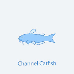 channel catfish 2 colored line icon. Simple light and dark blue element illustration. channel catfish concept outline symbol design from fish set