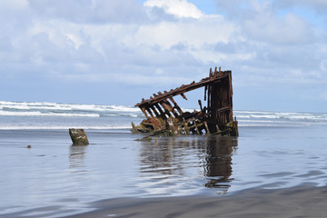 old ship wreck on the beach