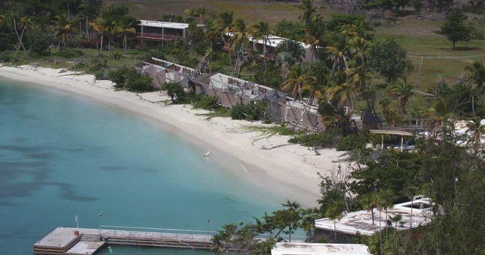 abandoned Caneel bay beach, st john, one year after hurricane Irma