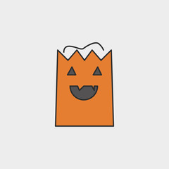 Shopping Bag for halloween day outline colored icon