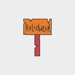 halloween signboard outline colored icon