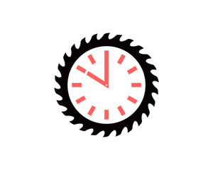 Simple Vector Hour to Show Times in the Saw Blade Sign Symbol Icon Logo Template Design Inspiration
