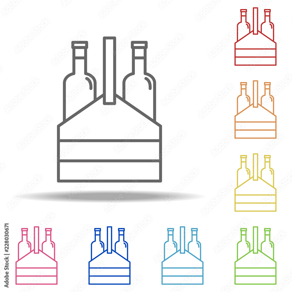 Aufkleber box with bottles of wine icon. elements of alcohol drink in multi colored icons. simple icon for web