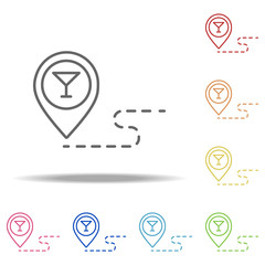 pin on the restaurant map icon. Elements of Alcohol drink in multi colored icons. Simple icon for websites, web design, mobile app, info graphics
