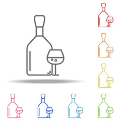 bottle and glass of cognac icon. Elements of Alcohol drink in multi colored icons. Simple icon for websites, web design, mobile app, info graphics