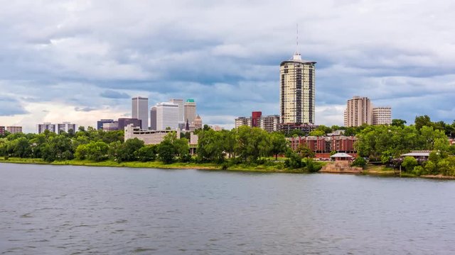 Tulsa, Oklahoma, USA downtown skyline on the Arkansas River