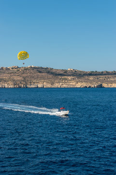 Mgarr Ix-Xini Bay Tower Gozo. Malta. Horizontal at sunset