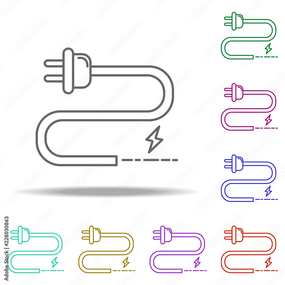 Poster power plug outline icon. elements of ecology in multi color style icons. simple icon for websites, w