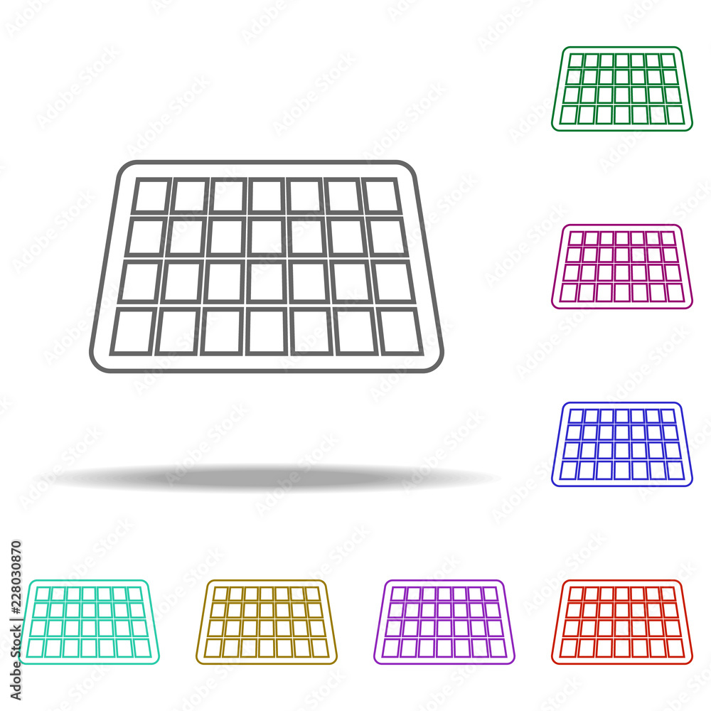 Poster solar panel outline icon. elements of ecology in multi color style icons. simple icon for websites, 