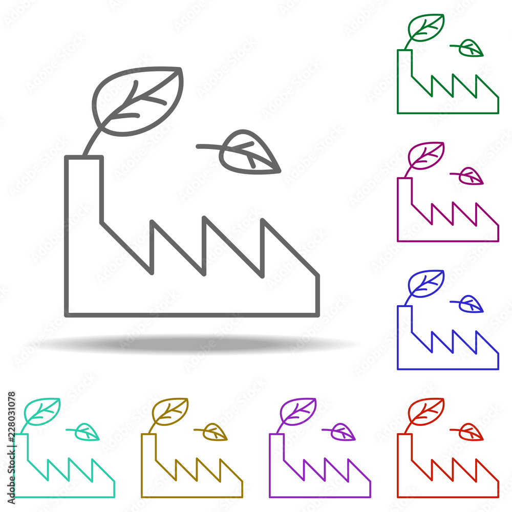 Poster green factory outline icon. elements of ecology in multi color style icons. simple icon for websites