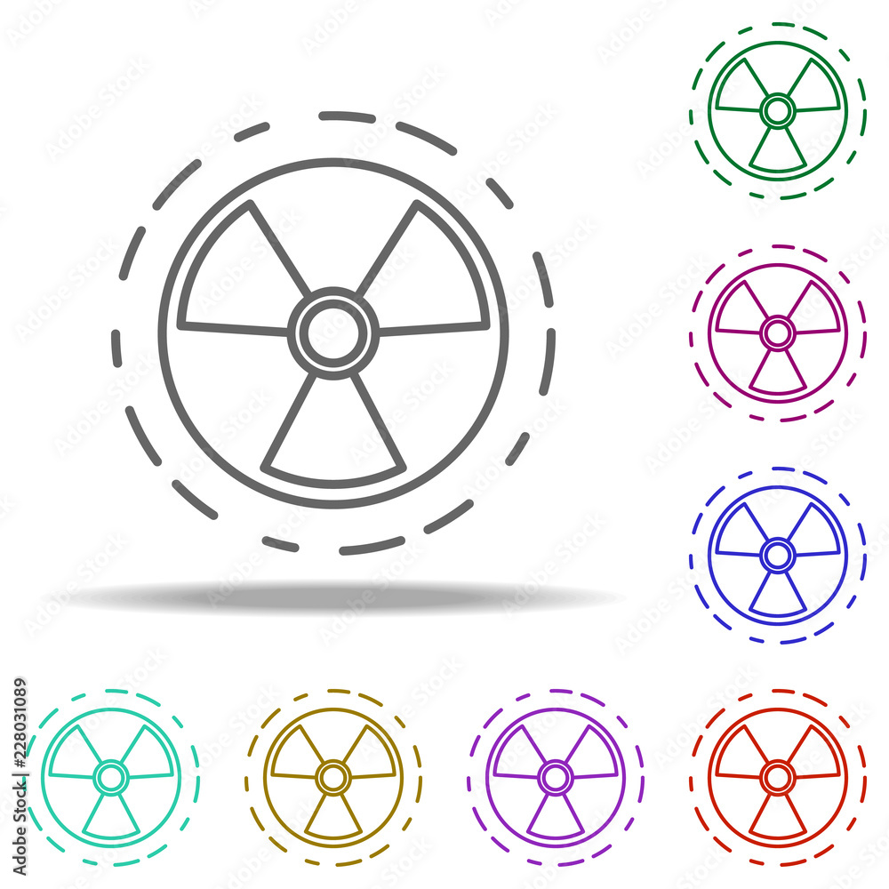 Poster nuclear energy outline icon. elements of ecology in multi color style icons. simple icon for website