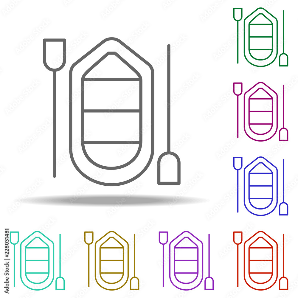 Poster inflatable boat outline icon. elements of sport in multi color style icons. simple icon for websites