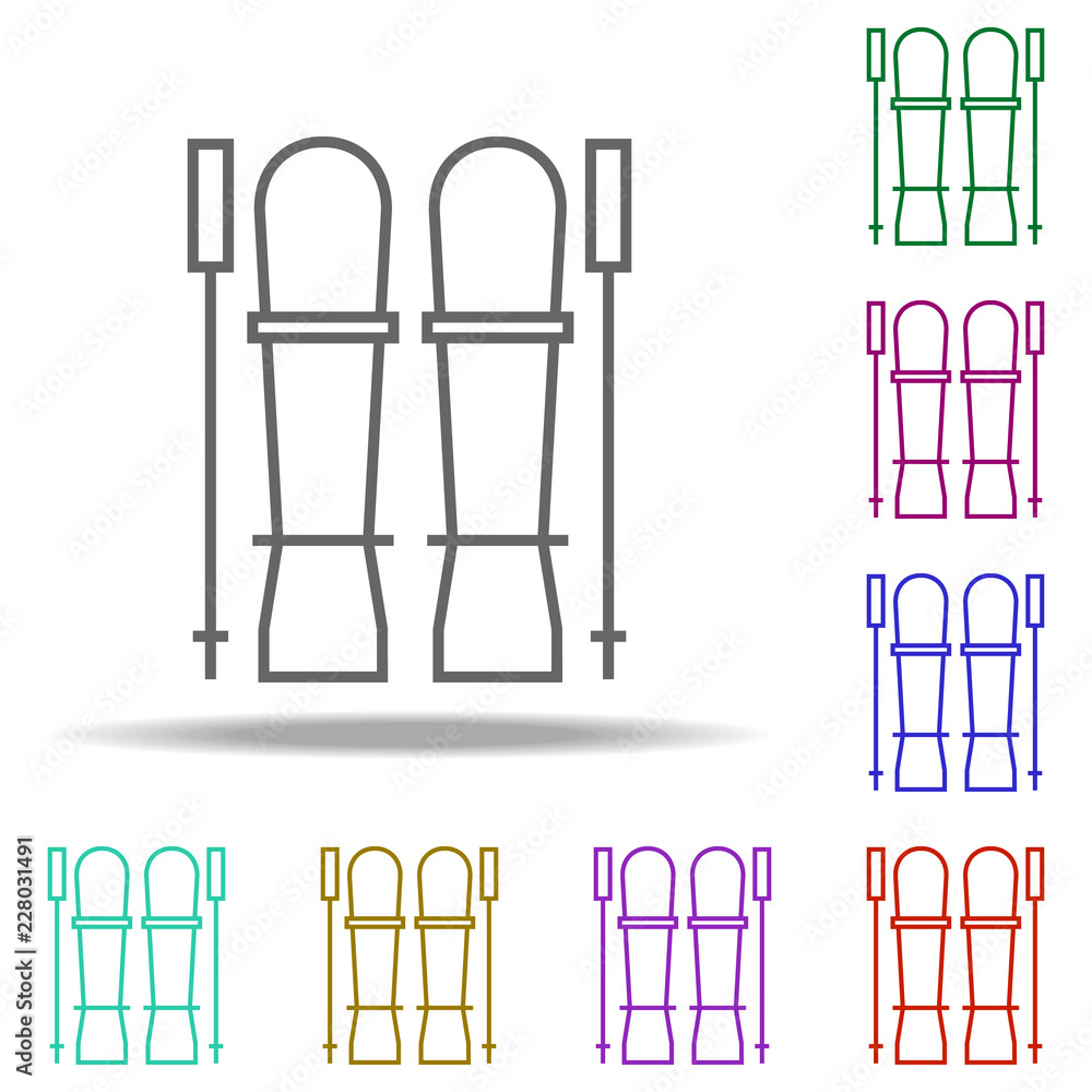 Poster skiing outline icon. elements of sport in multi color style icons. simple icon for websites, web des
