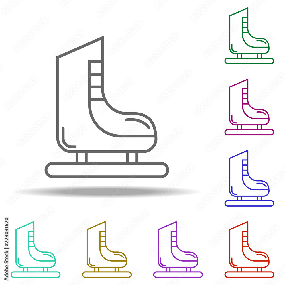Poster skates outline icon. elements of sport in multi color style icons. simple icon for websites, web des