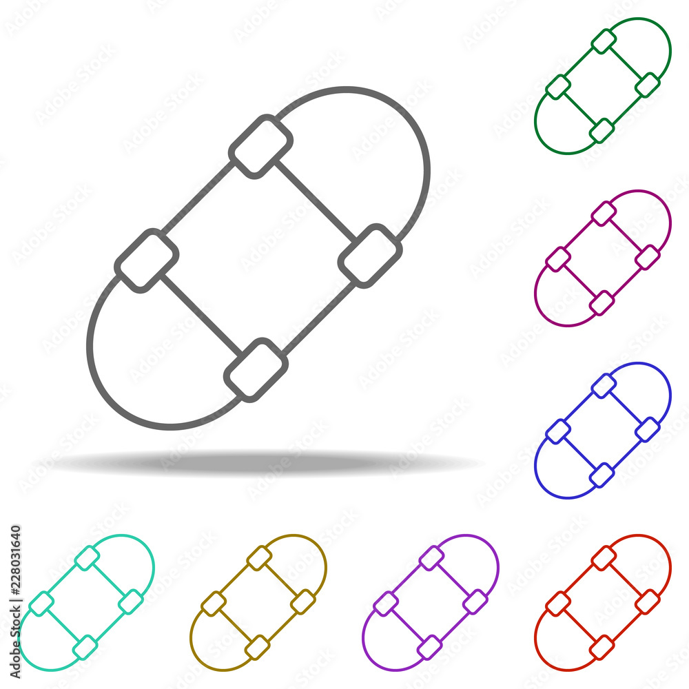 Poster skateboard outline icon. elements of sport in multi color style icons. simple icon for websites, web