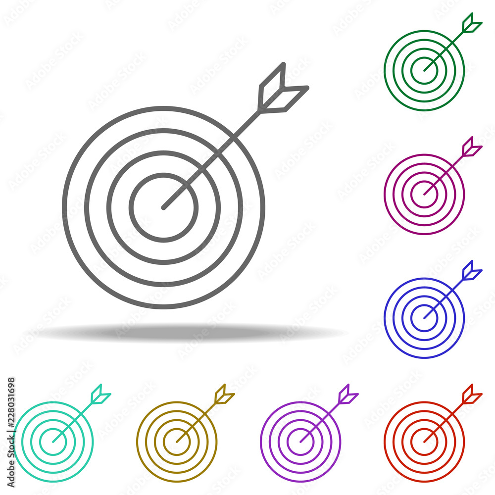 Poster bow and target outline icon. elements of sport in multi color style icons. simple icon for websites,