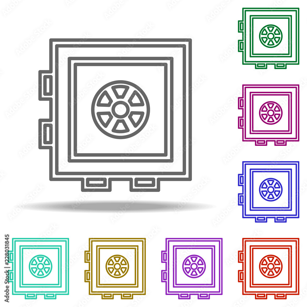 Poster safe box deposit outline icon. elements of banking & finance in multi color style icons. simple icon