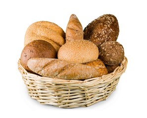 Fresh homemade bread isolated on white background