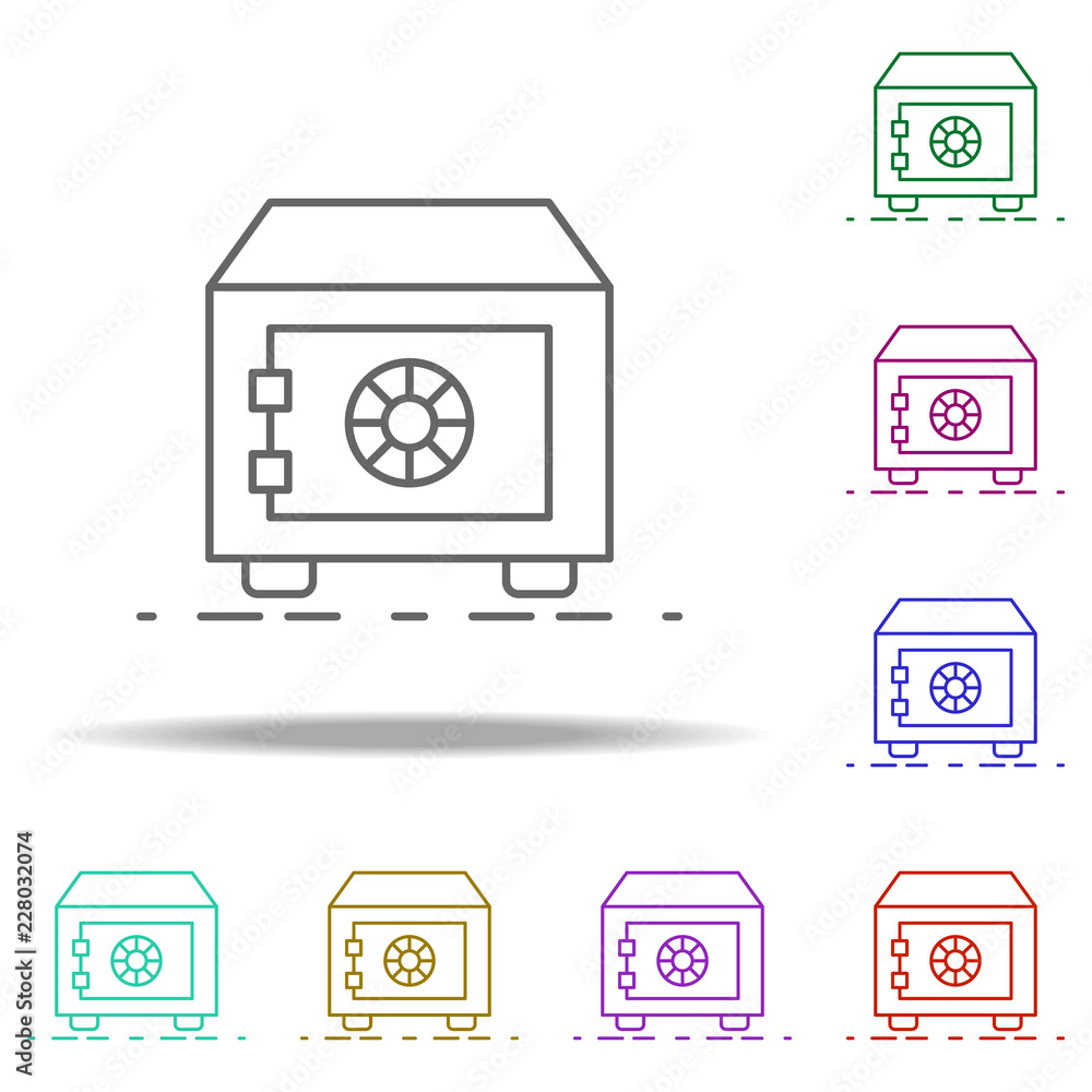 Poster bank safe outline icon. elements of banking & finance in multi color style icons. simple icon for we