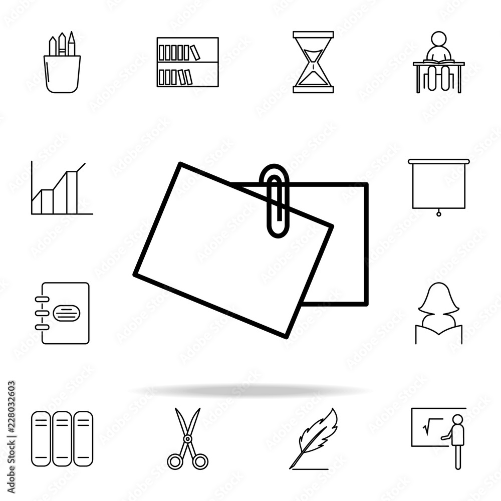 Aufkleber papers on a paper clip icon. education icons universal set for web and mobile