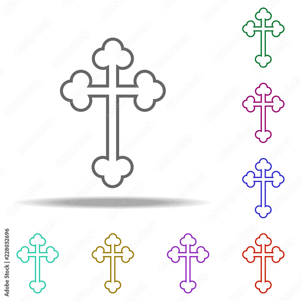 Poster orthodox cross outline icon. elements of religion in multi color style icons. simple icon for websit