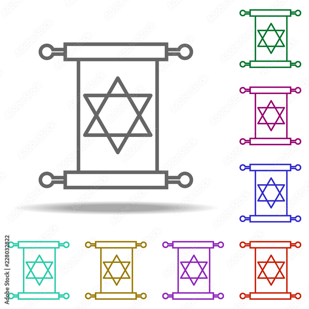 Poster talmud outline icon. elements of religion in multi color style icons. simple icon for websites, web 