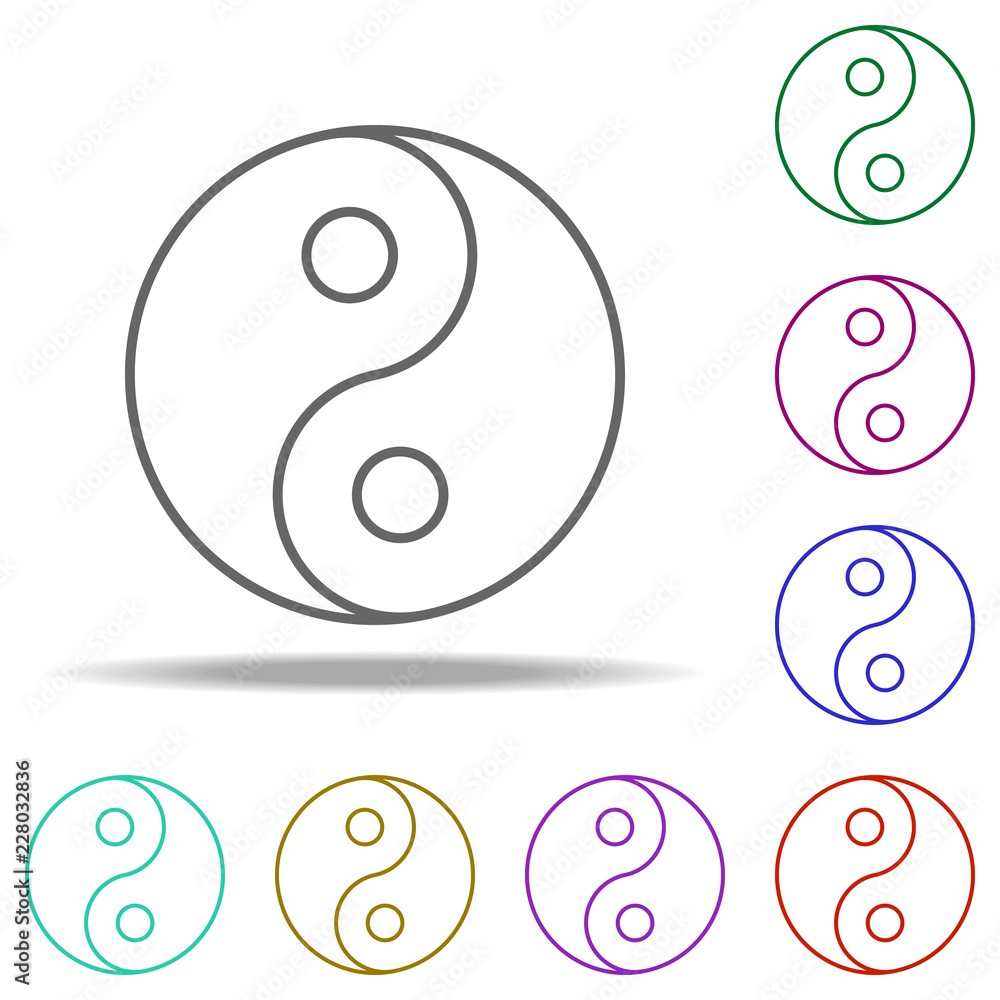 Poster yin yang outline icon. elements of religion in multi color style icons. simple icon for websites, we