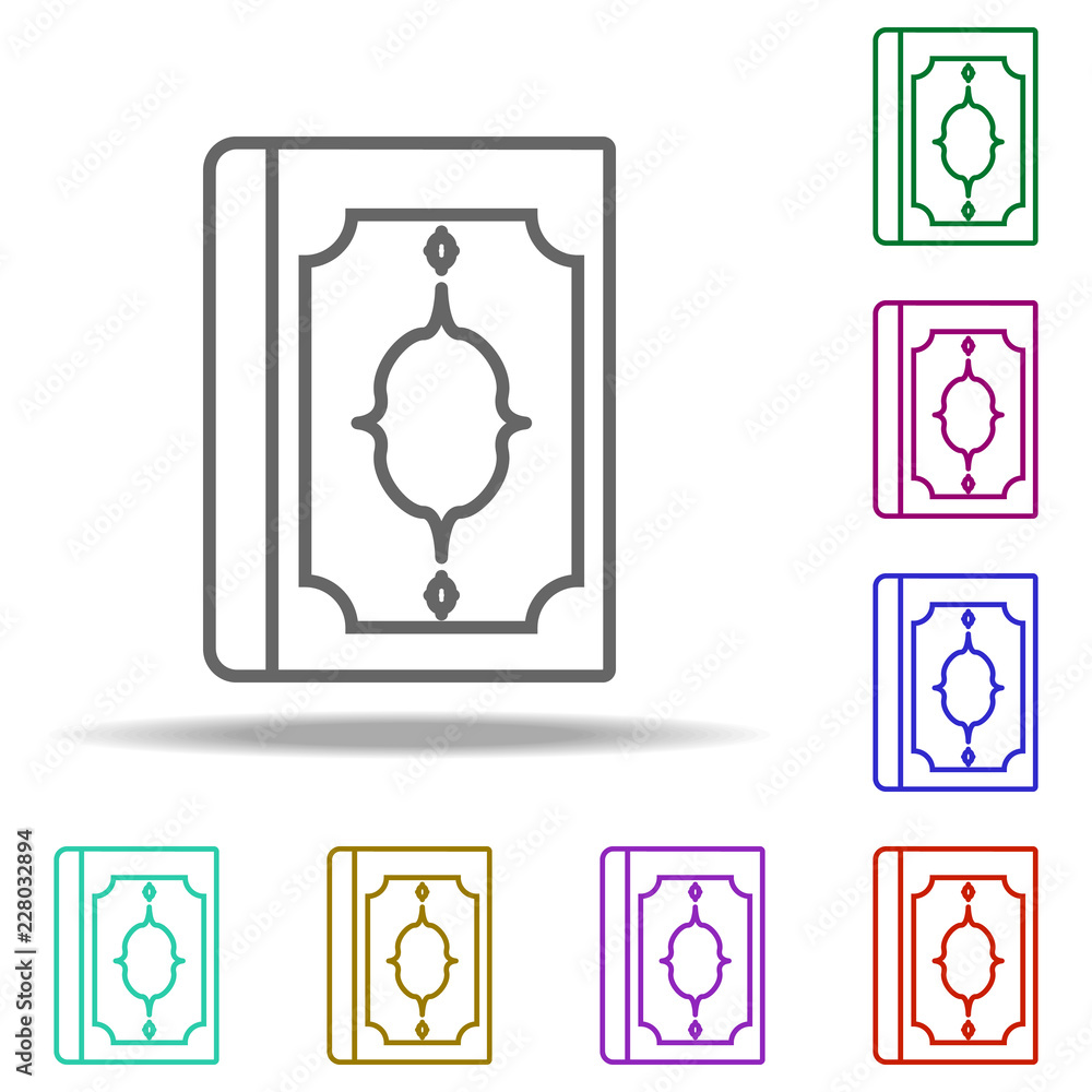 Poster koran outline icon. elements of religion in multi color style icons. simple icon for websites, web d
