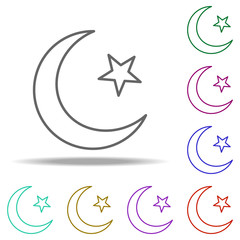 Muslim crescent and star outline icon. Elements of religion in multi color style icons. Simple icon for websites, web design, mobile app, info graphics