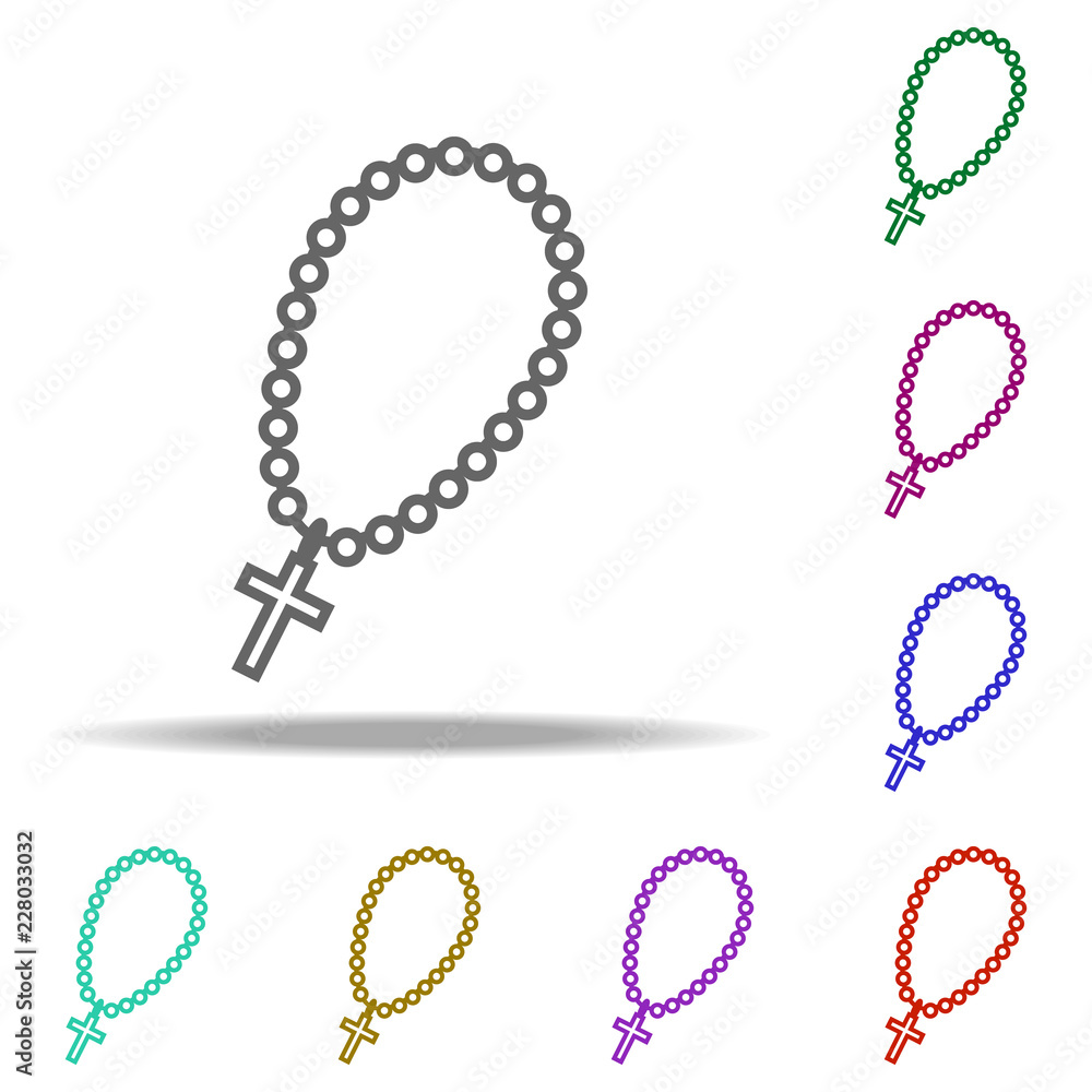 Poster christian rosary outline icon. elements of religion in multi color style icons. simple icon for webs
