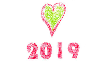 hand painting 2019 and heart flat 
