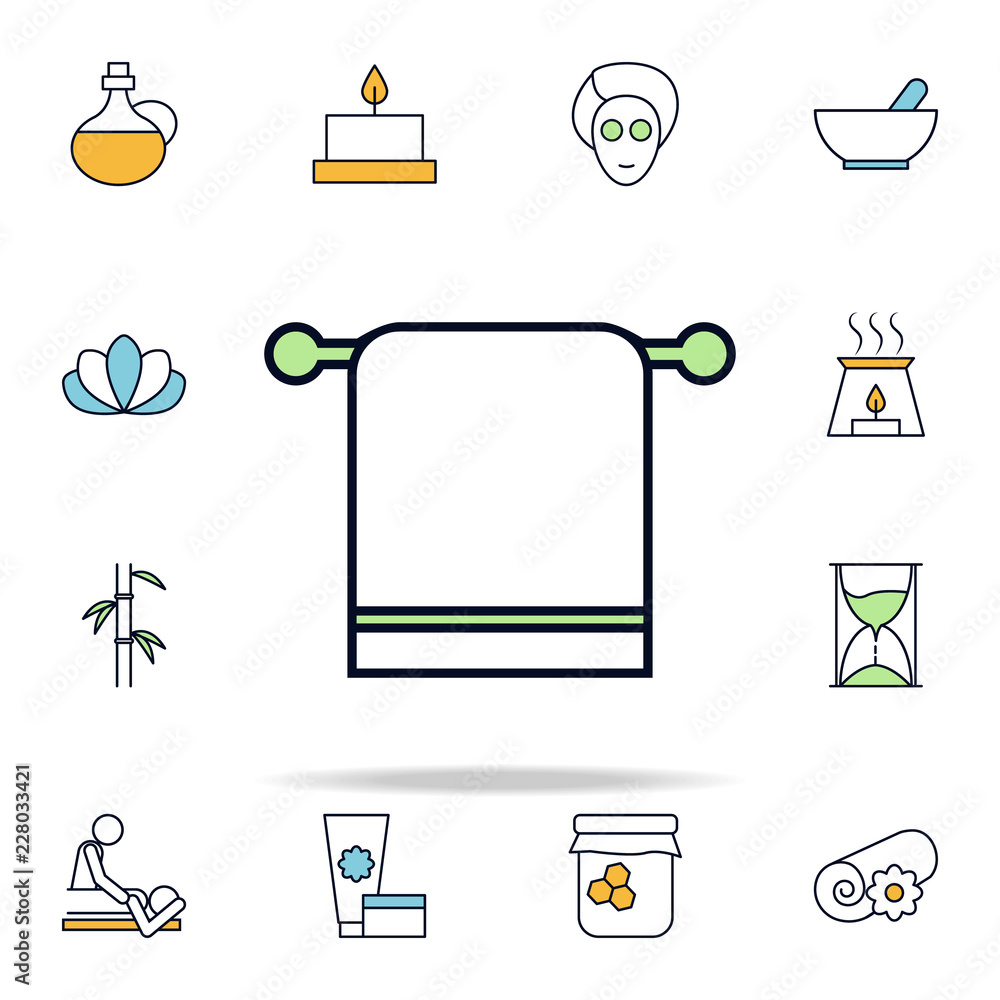 Poster towel on a hanger outline icon. spa icons universal set for web and mobile