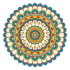 Ethnic ornamental mandala. Decorative design element. Hand drawn illustration