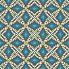 Ethnic geometric pattern in repeat. Fabric print. Seamless background, mosaic ornament, retro style. 